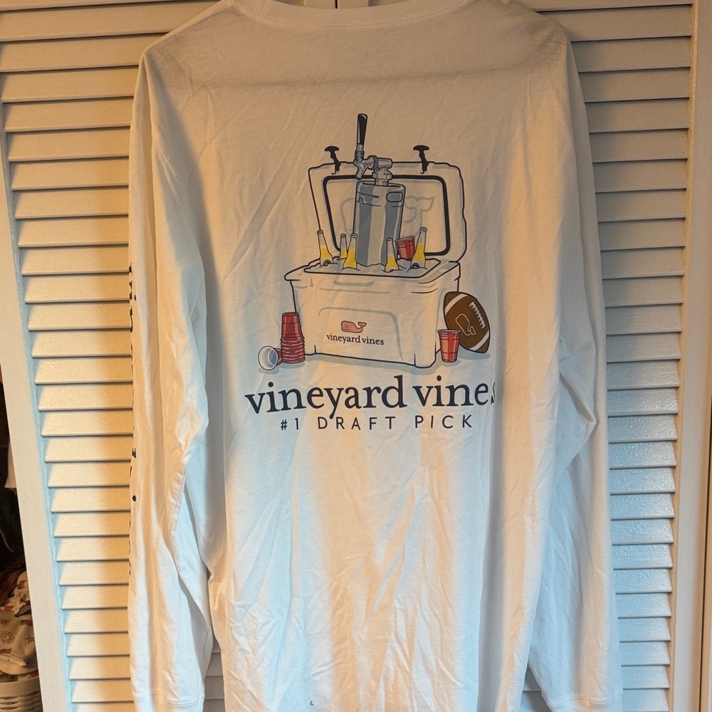 Vineyard Vines White Graphic Long Sleeve Tee #1 Draft Pick Football NWOT